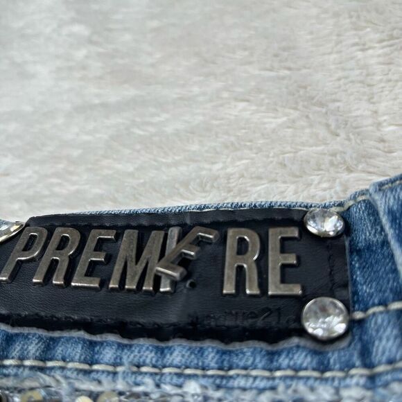 Premiere Denim Y2K Bling Rhinestone Chic Women’s Bootcut Jeans - Picture 3 of 7